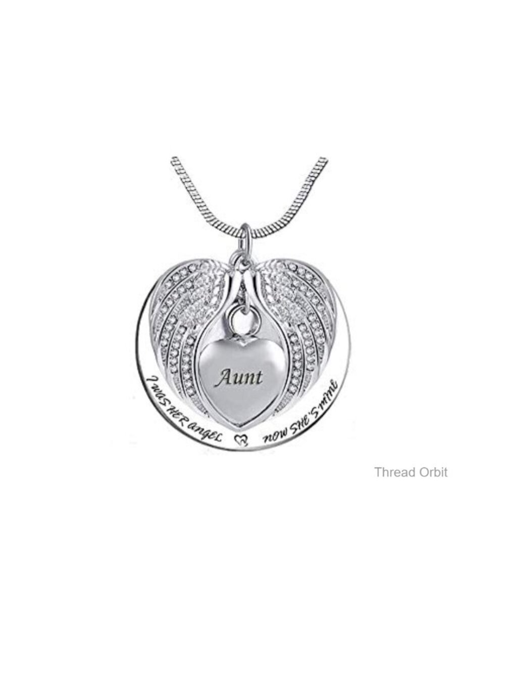 Heart Angel Wing Cremation Urn Necklace for Ashes Memorial Pendant Stainless